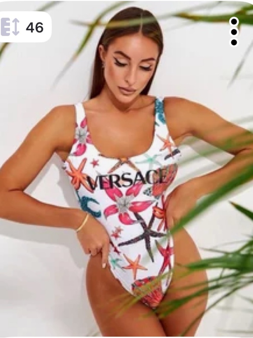 Versace White Floral Print One-Piece Swimsuit Women Size L